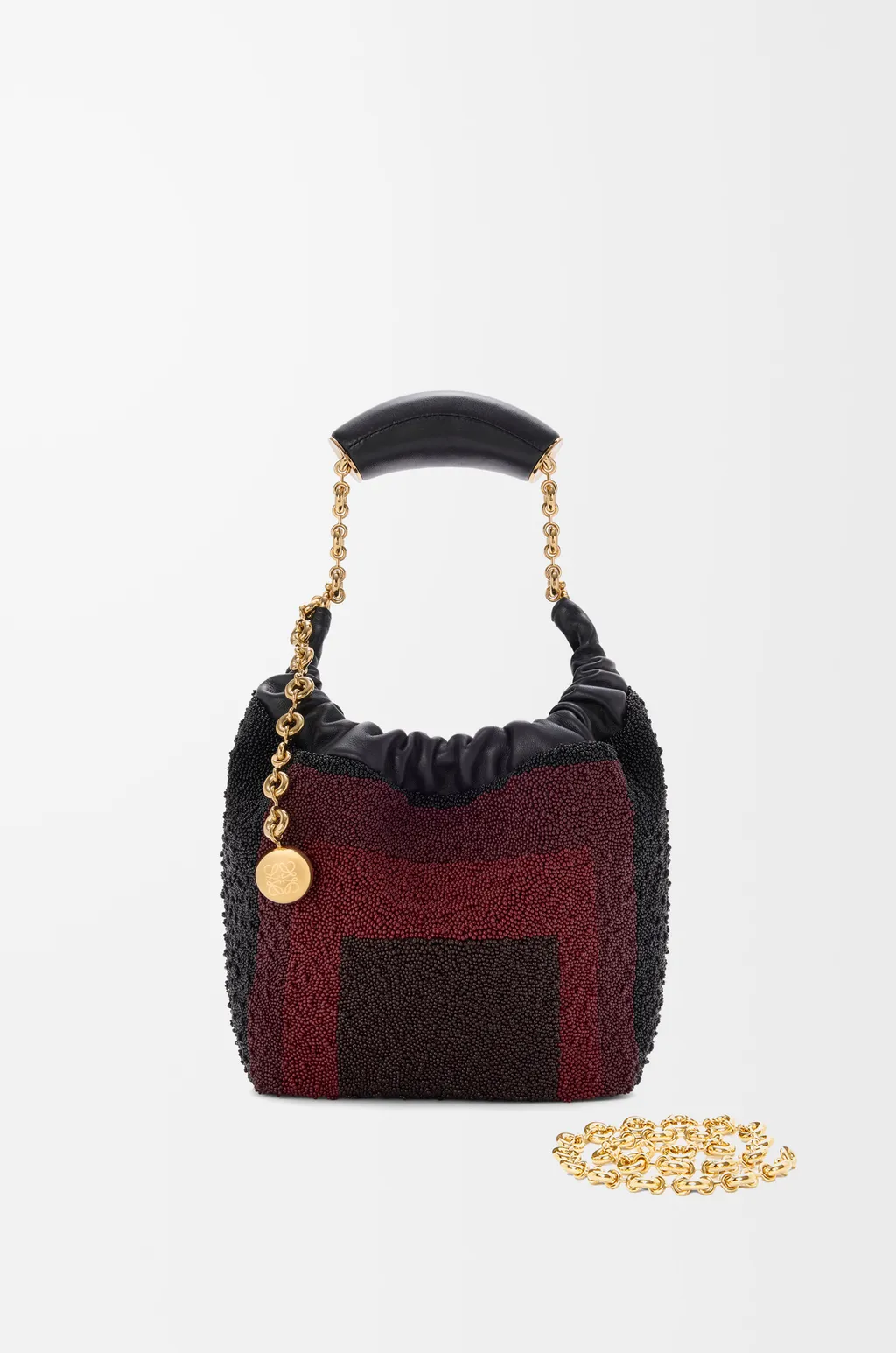 Mini Squeeze Bag In Beaded Leather