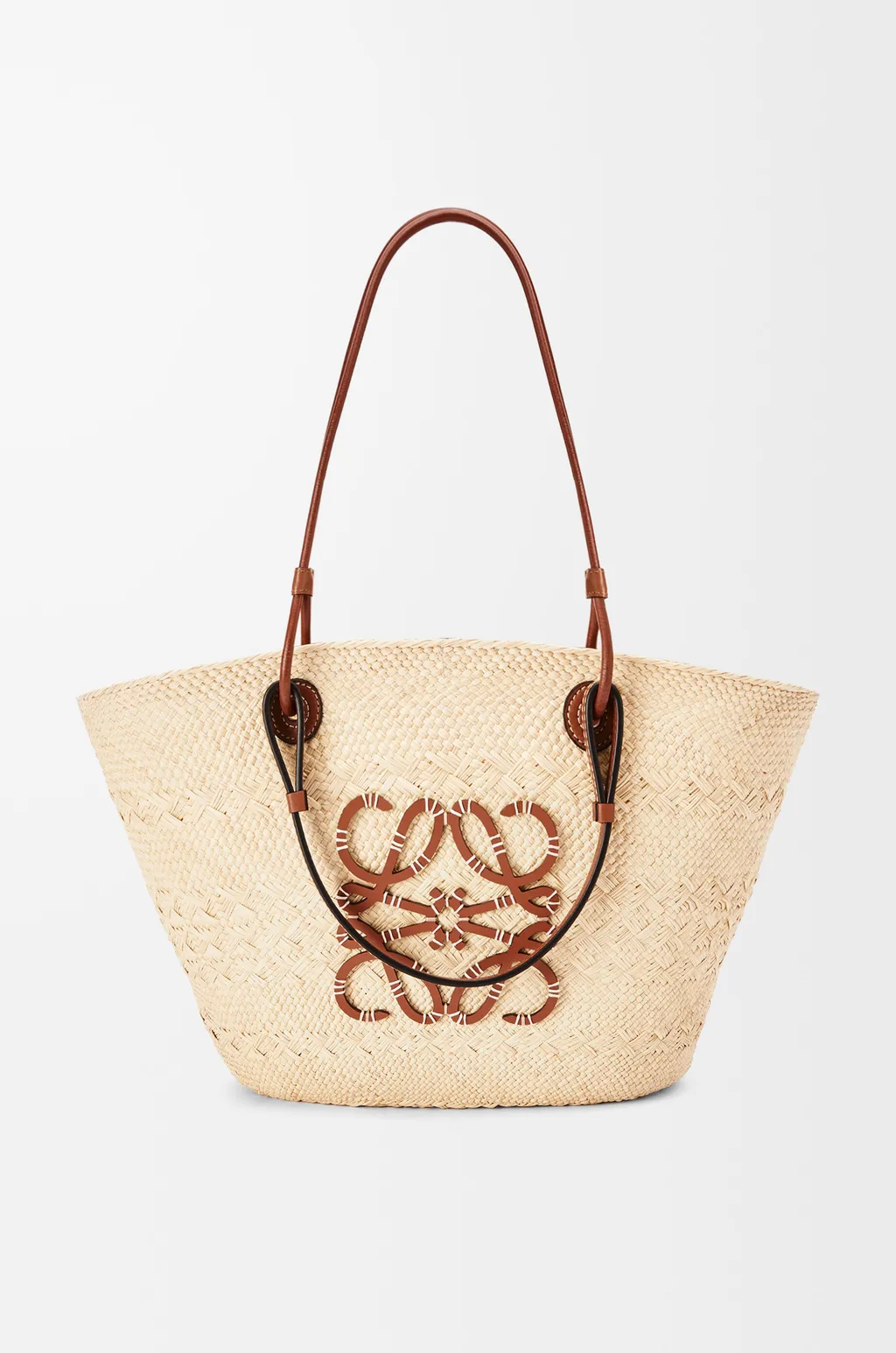 Medium Anagram Basket Bag In Iraca Palm And Calfskin