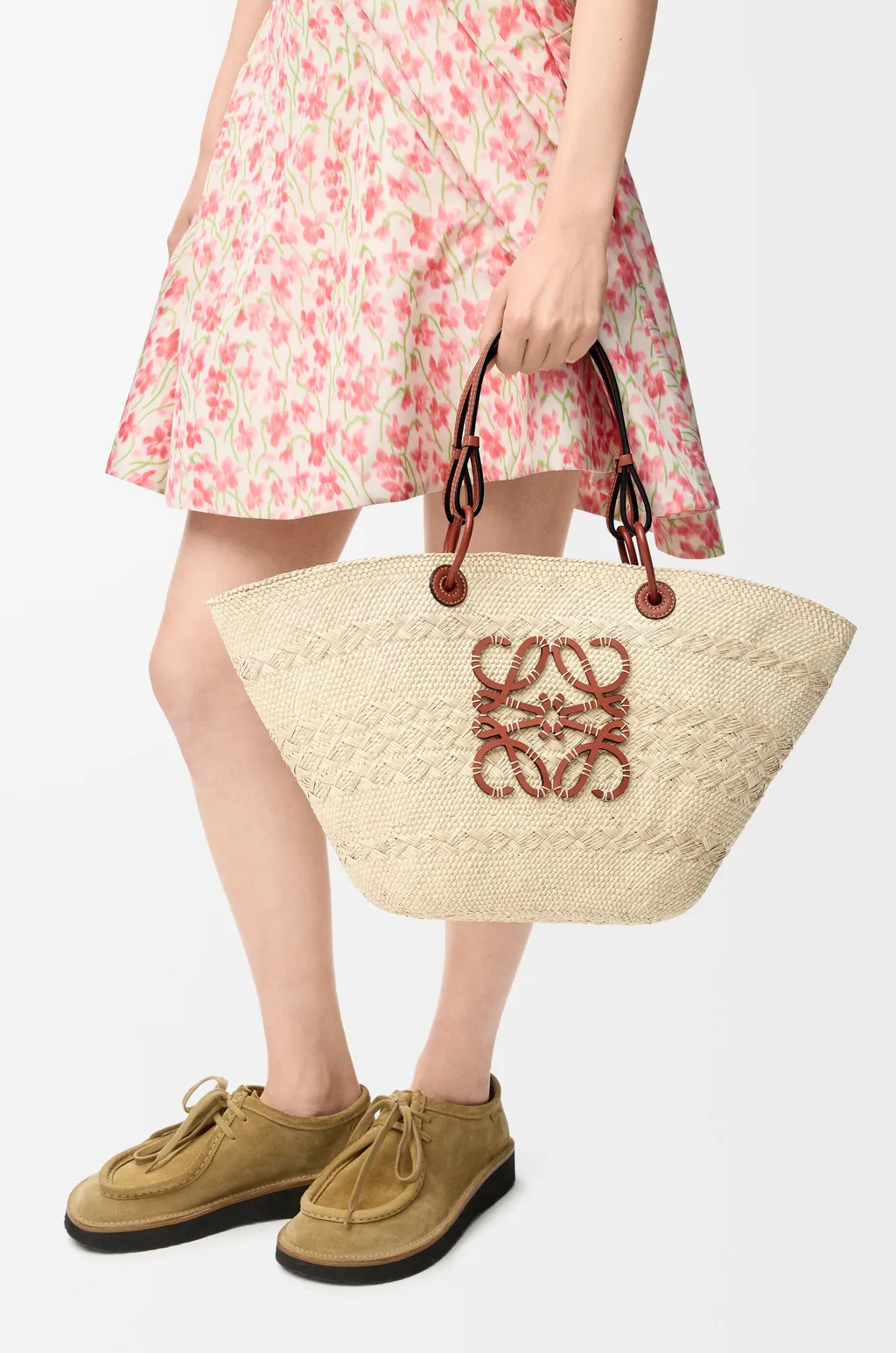 Medium Anagram Basket Bag In Iraca Palm And Calfskin