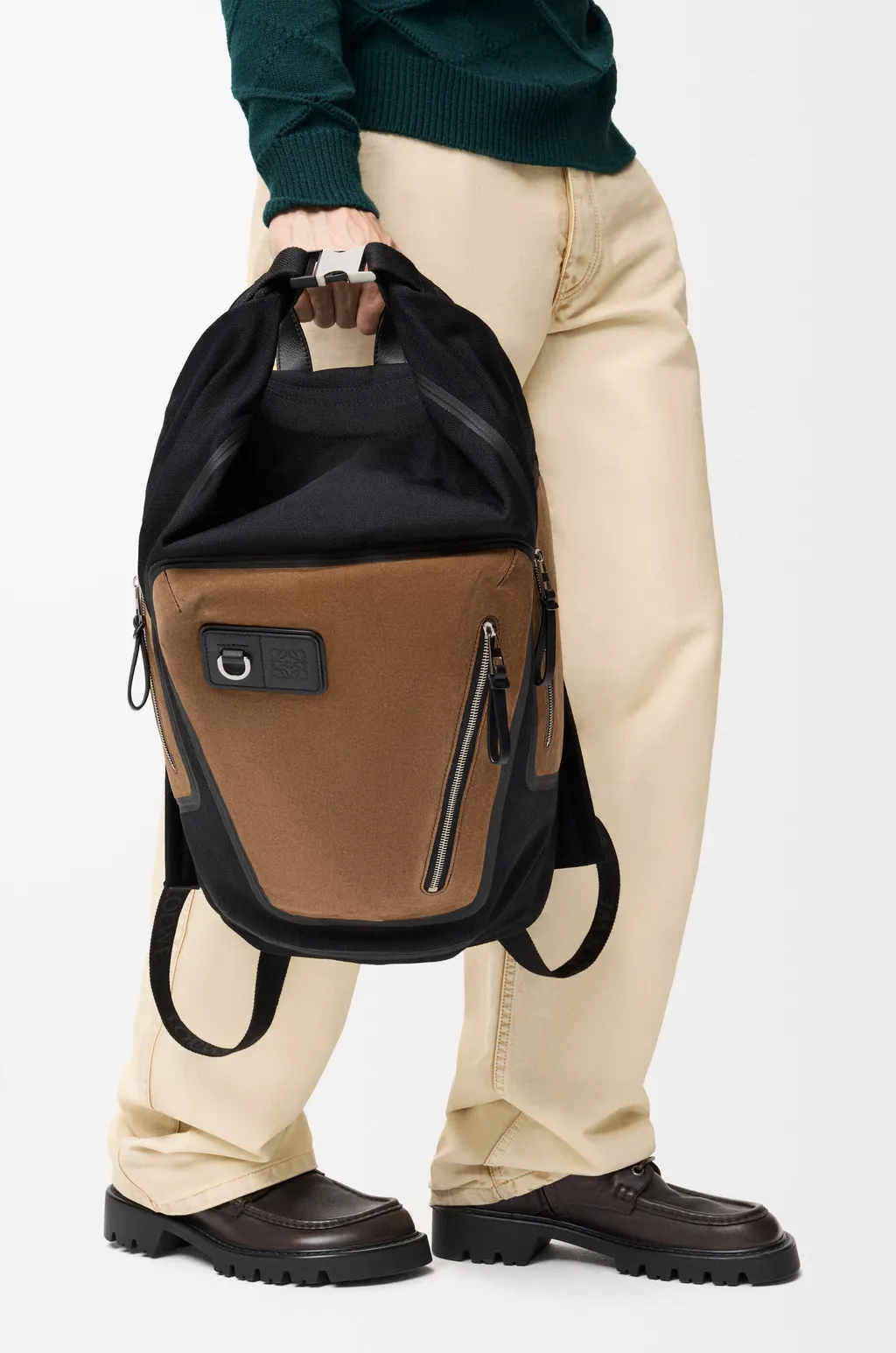 Flex Roll-Top Backpack In Canvas And Suede