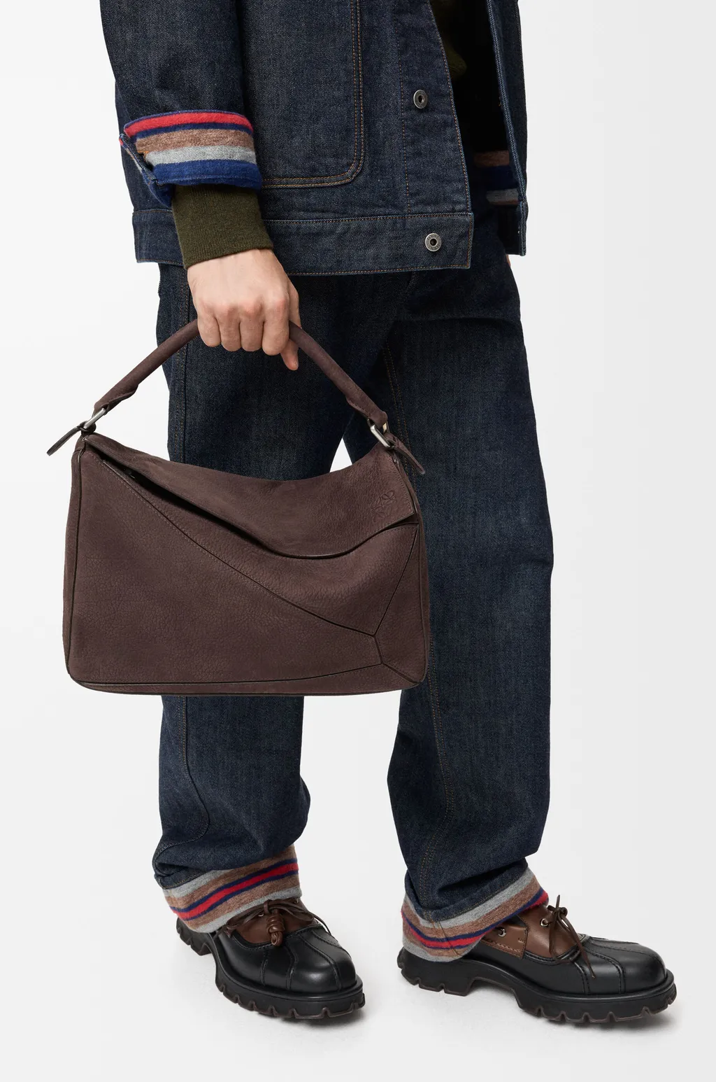 Large Puzzle Bag In Grained Nubuck