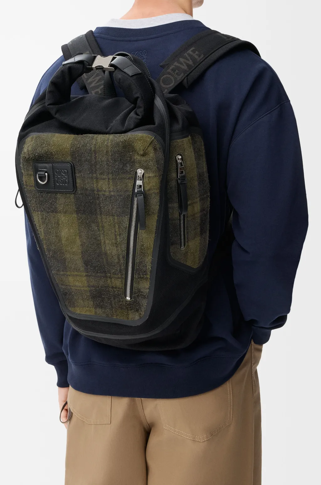 Flex Roll-Top Backpack In Canvas And Brushed Suede