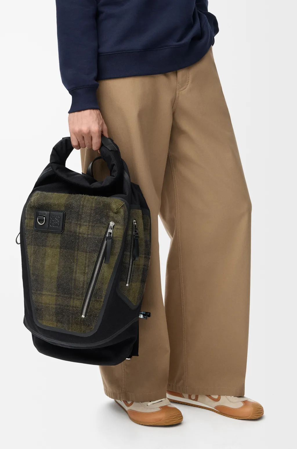 Flex Roll-Top Backpack In Canvas And Brushed Suede