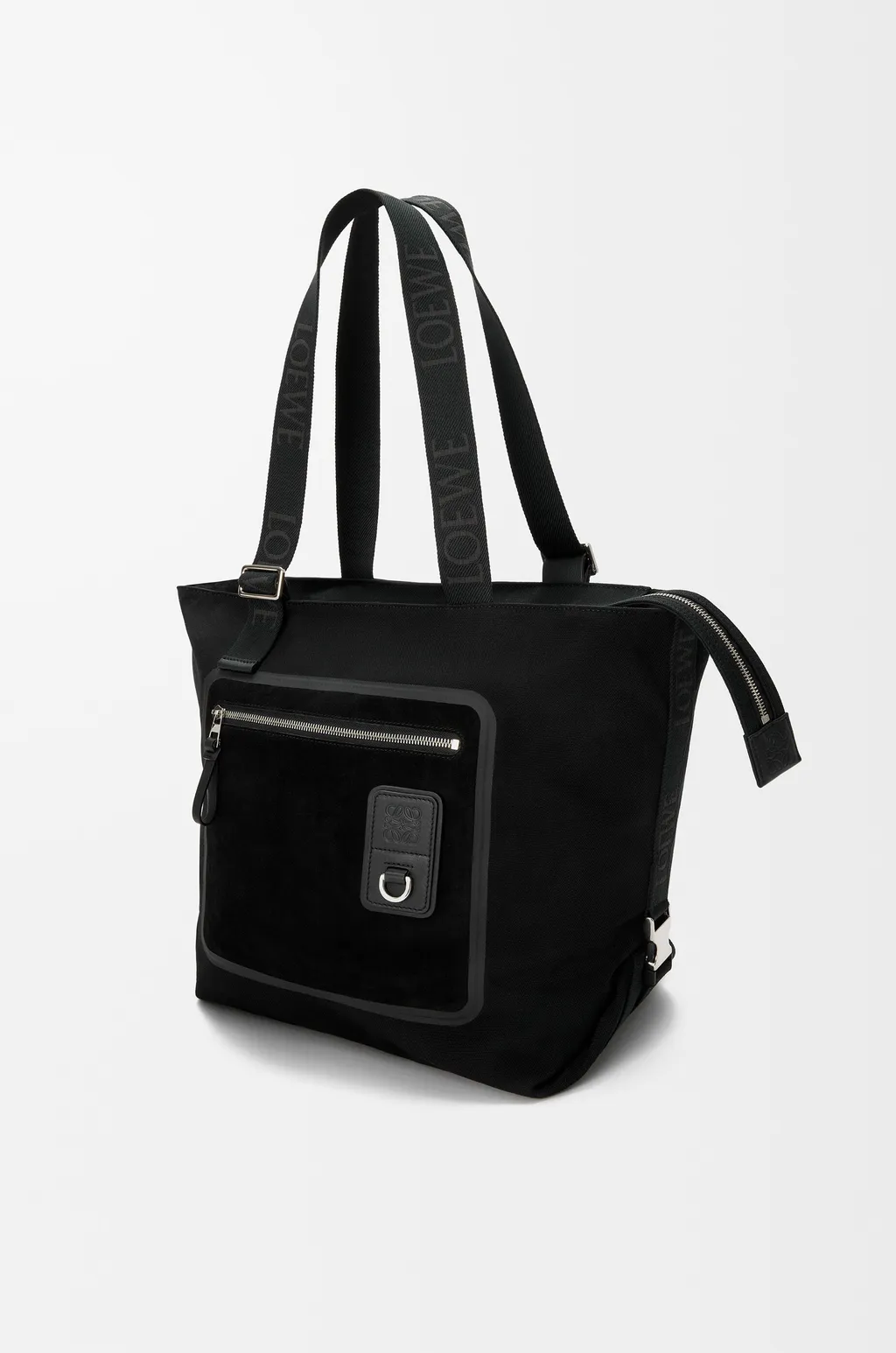 Flex Zipped Tote In Canvas And Suede