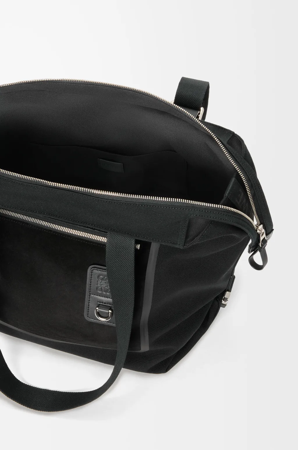 Flex Zipped Tote In Canvas And Suede