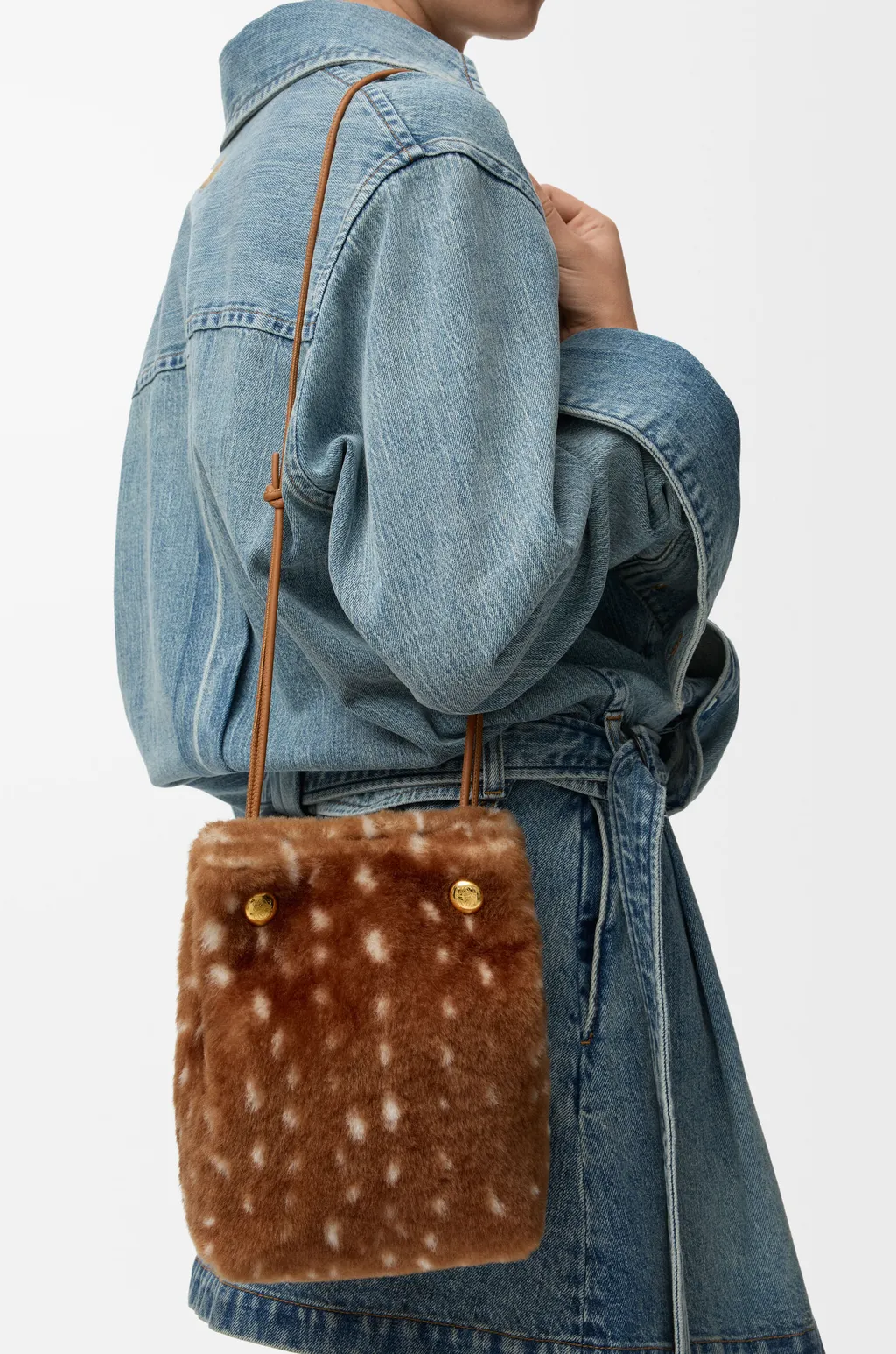 Pebble Pouch In Printed Shearling
