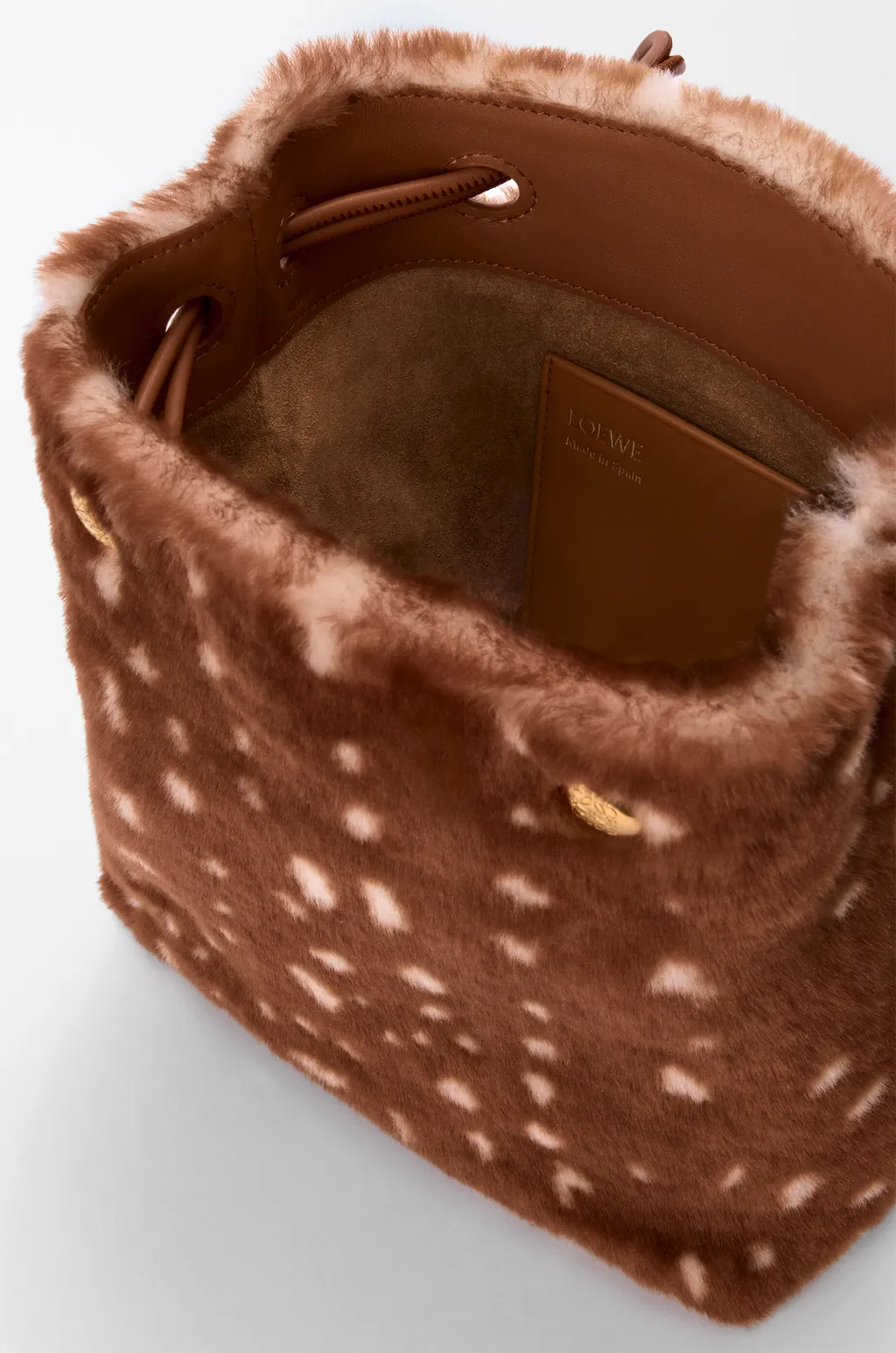 Pebble Pouch In Printed Shearling