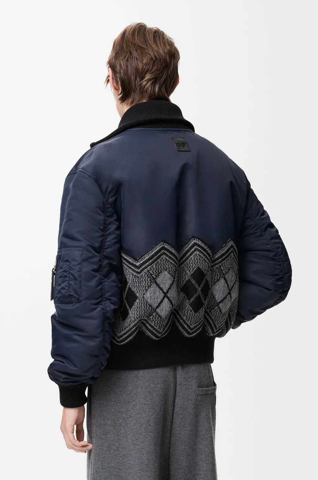 Bomber Jacket In Nylon And Wool Blend