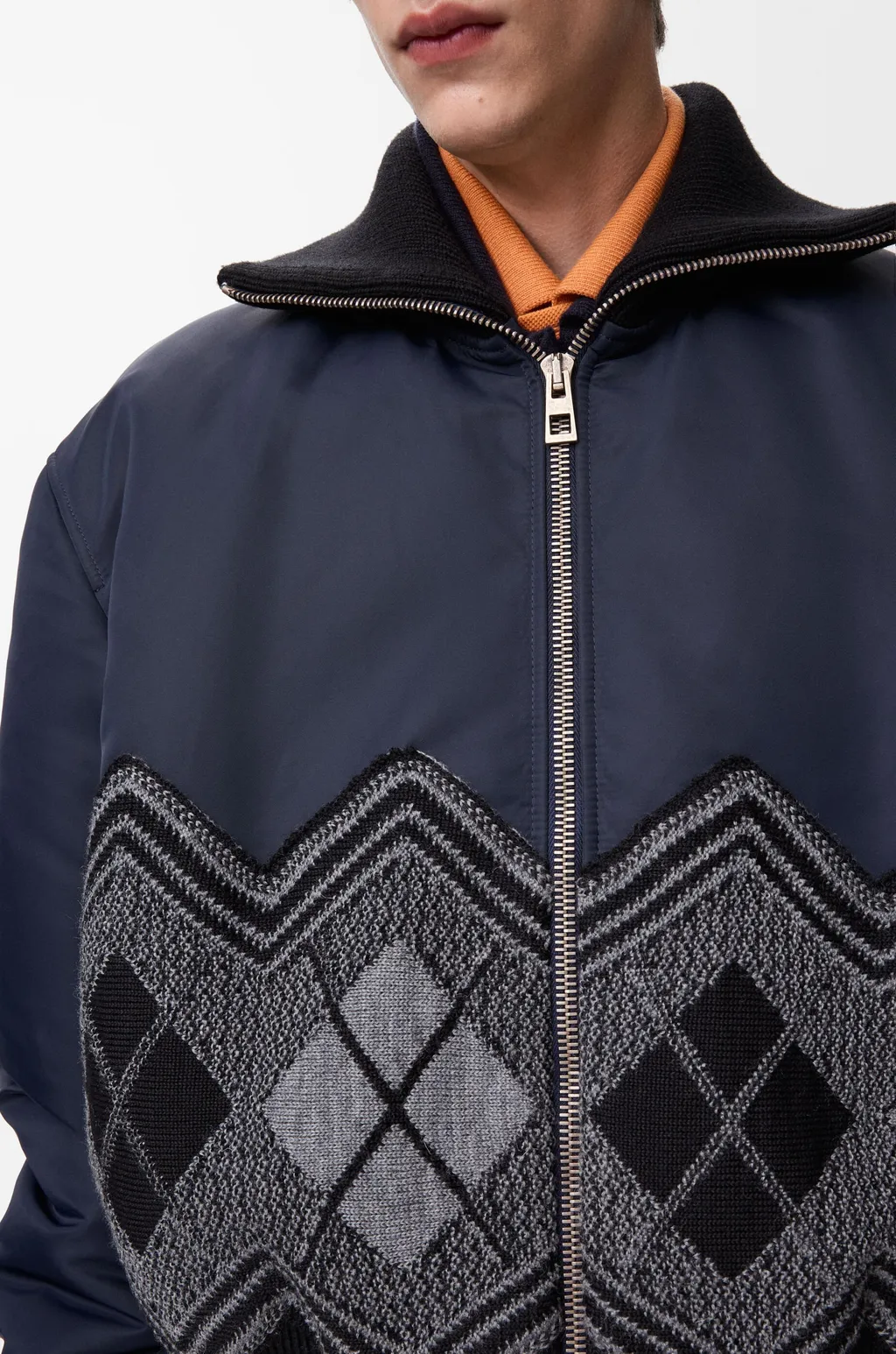 Bomber Jacket In Nylon And Wool Blend