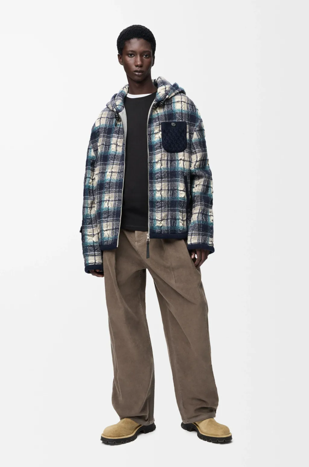 Hooded Jacket In Wool And Linen