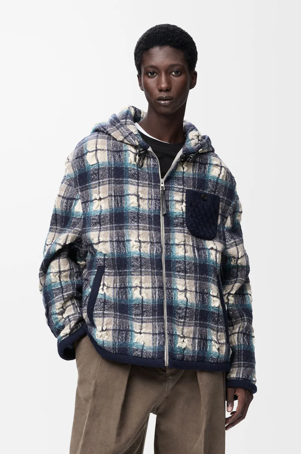 Hooded Jacket In Wool And Linen