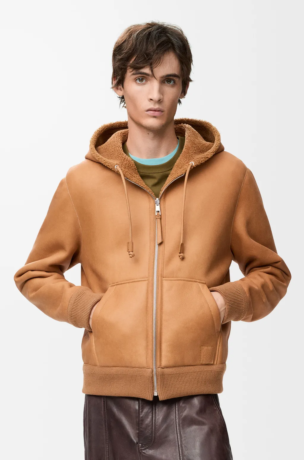 Hooded Jacket In Shearling