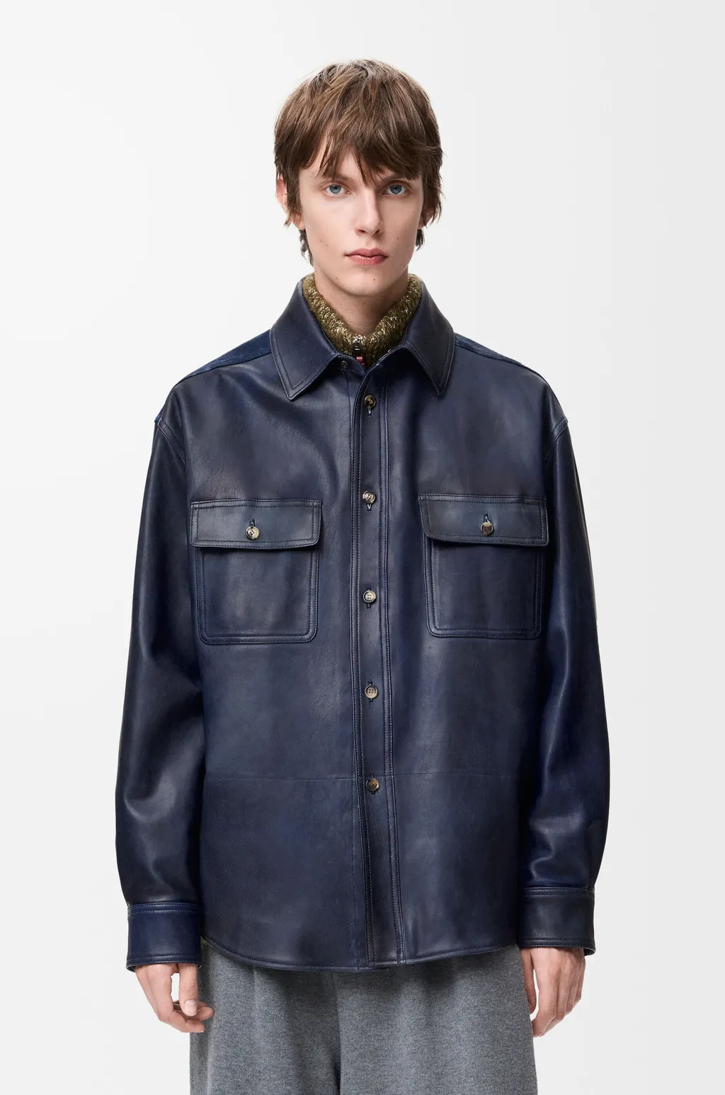 Overshirt In Nappa Lambskin And Cotton