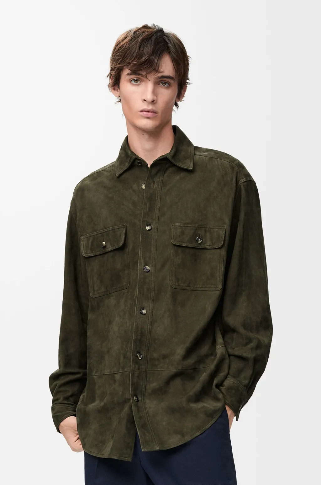 Overshirt In Suede Goatskin