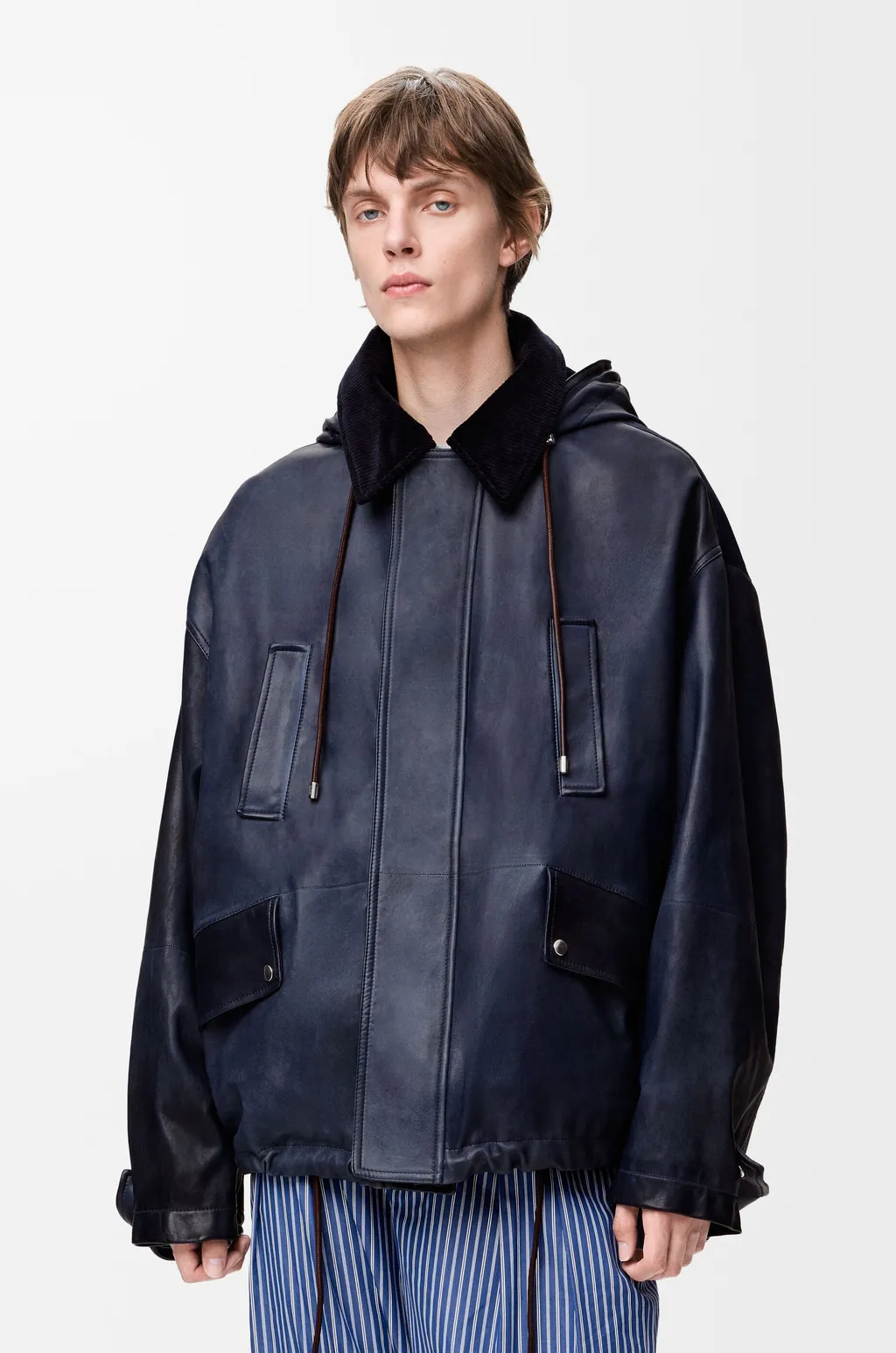 Short Parka In Nappa Lambskin And Cotton
