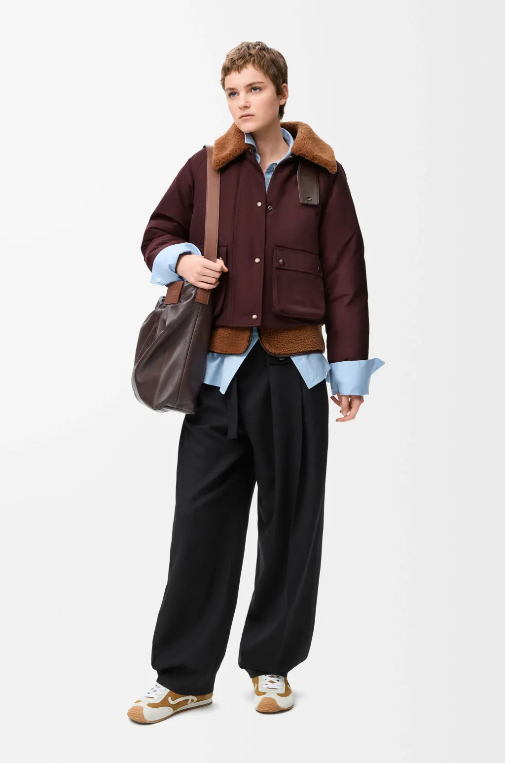 Puffer In Shearling And Cotton Blend