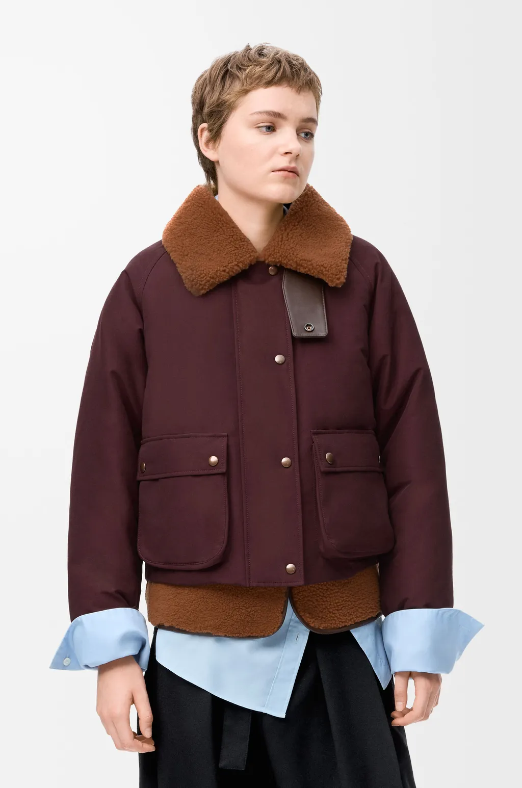 Puffer In Shearling And Cotton Blend