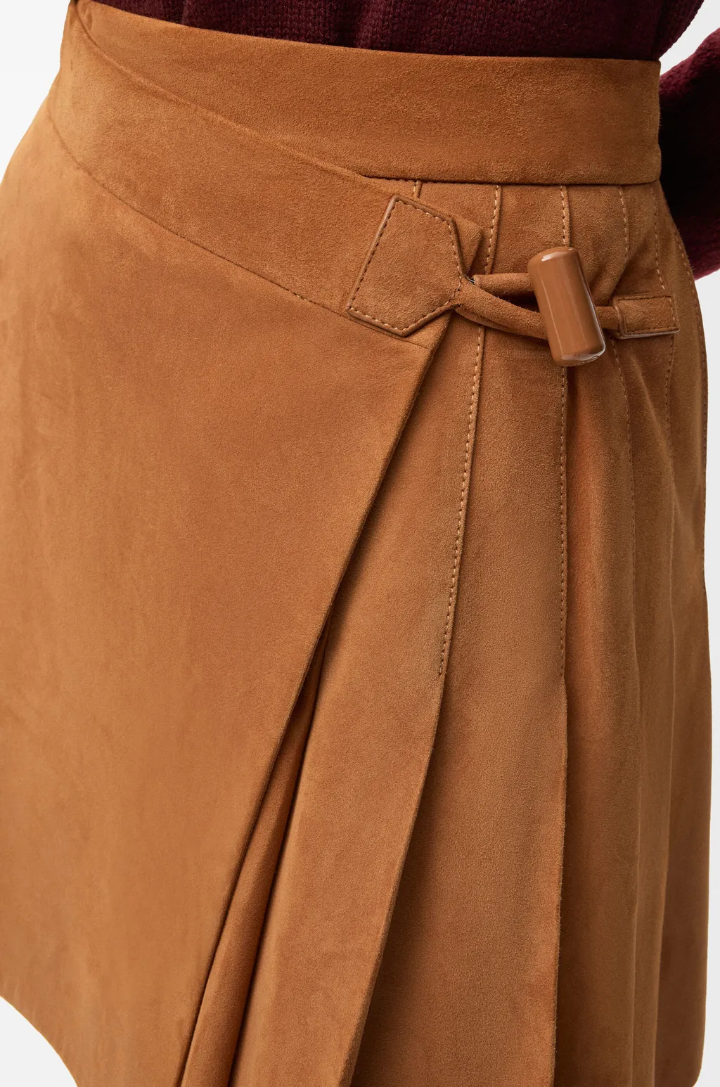 Pleated Mini Skirt In Suede Lambskin