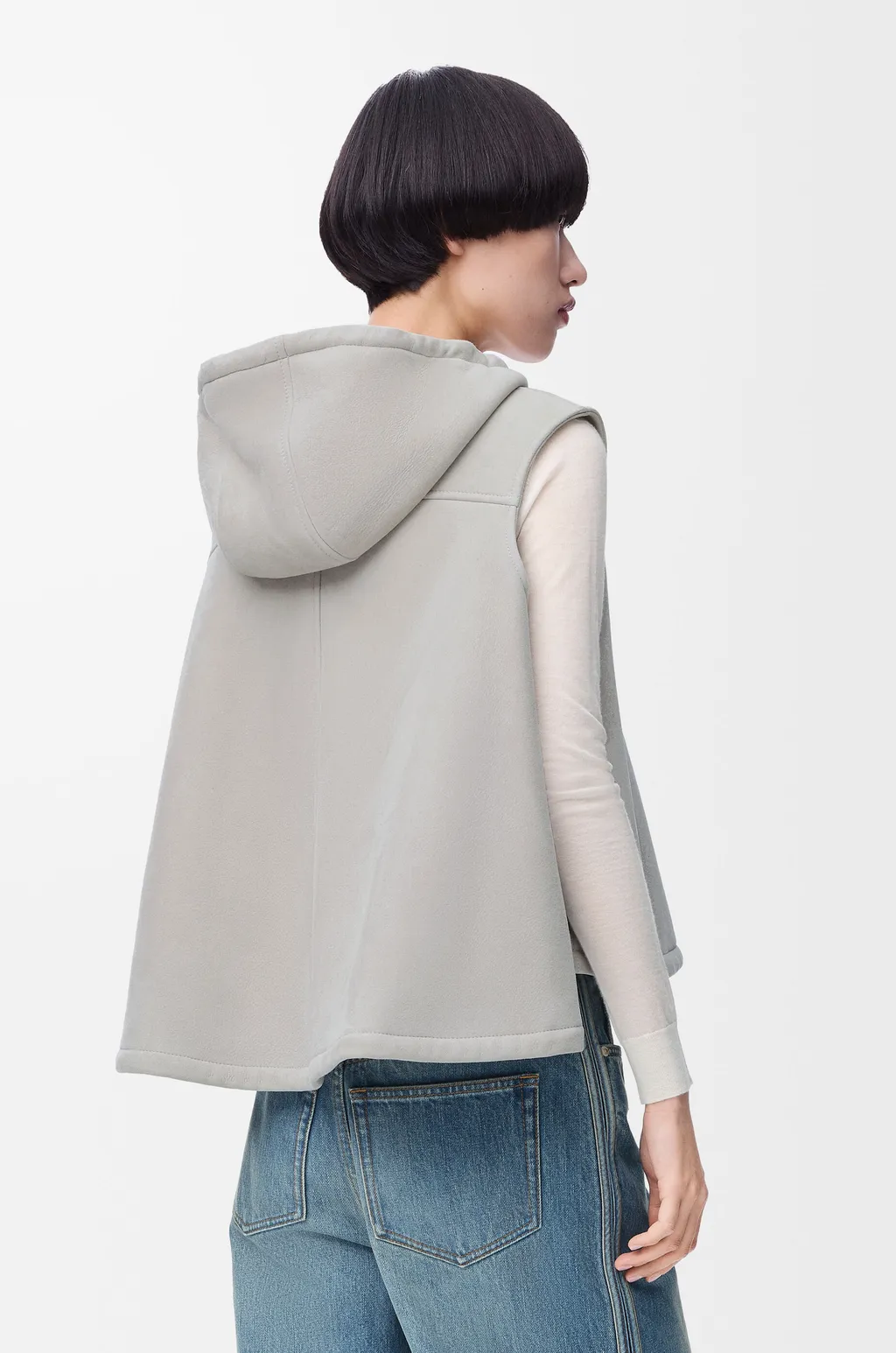 Hooded Vest In Shearling