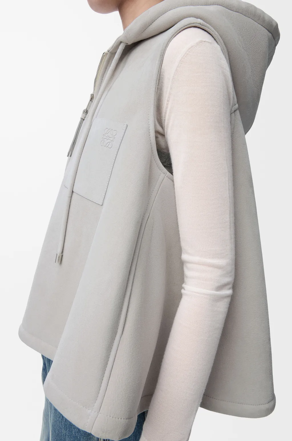 Hooded Vest In Shearling