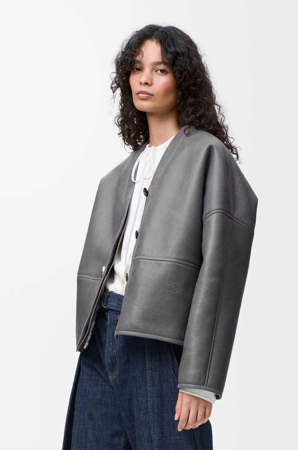 Pebble Cardigan In Shearling