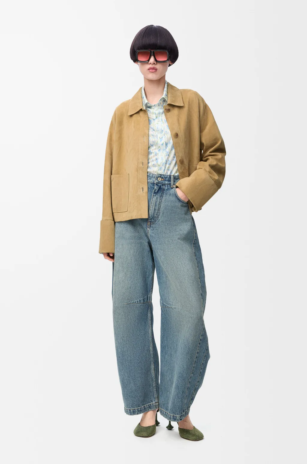 Turn-Up Jacket In Suede Lambskin
