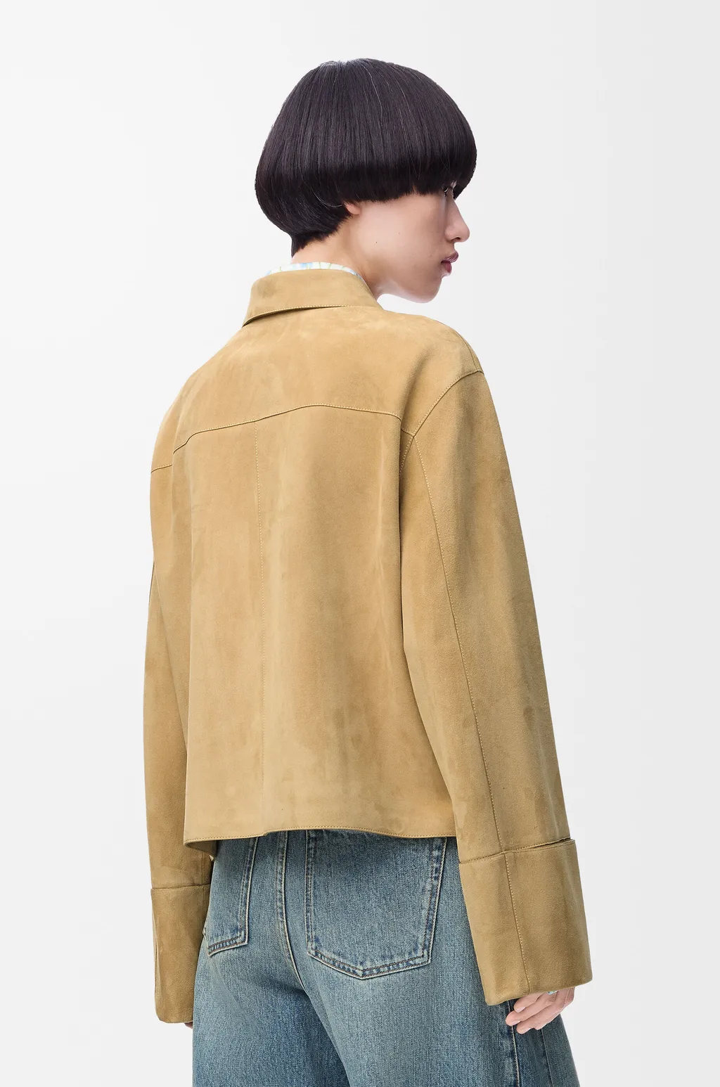 Turn-Up Jacket In Suede Lambskin