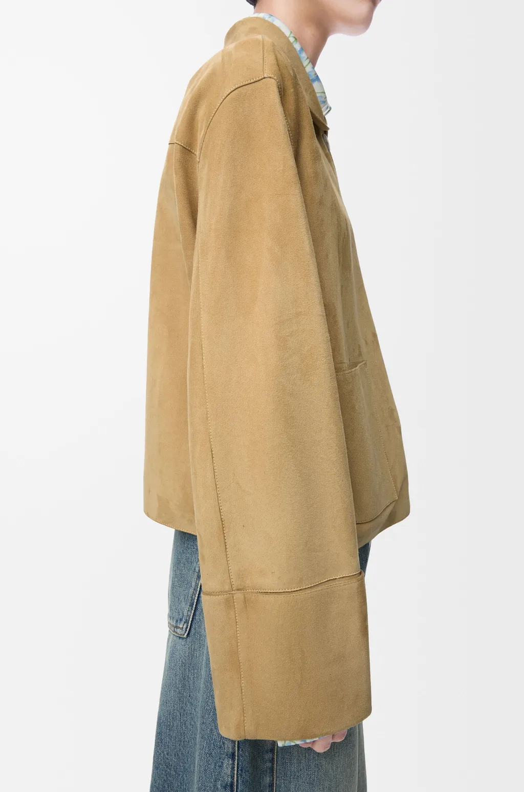 Turn-Up Jacket In Suede Lambskin