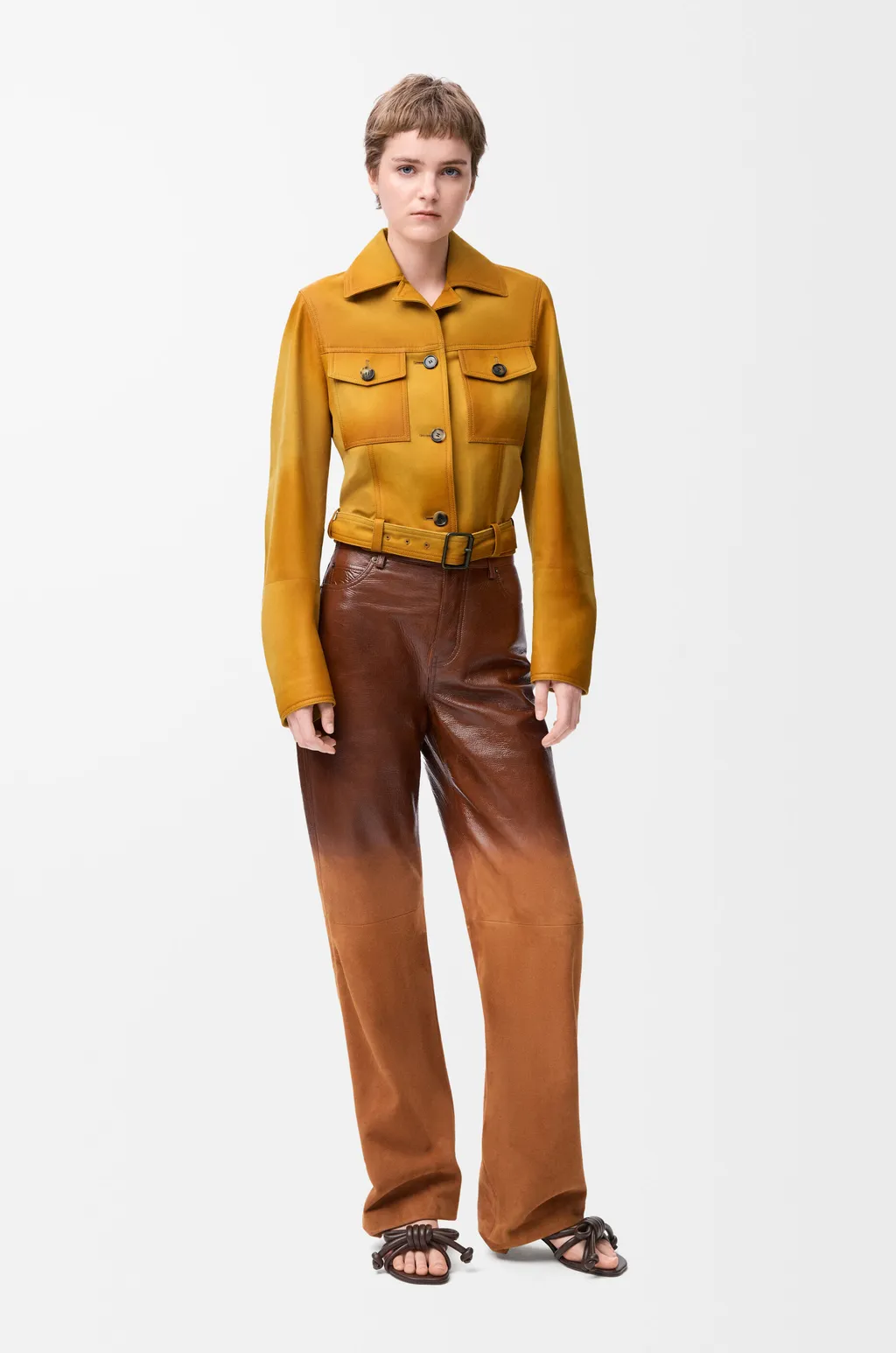 Cropped Jacket In Suede Lambskin