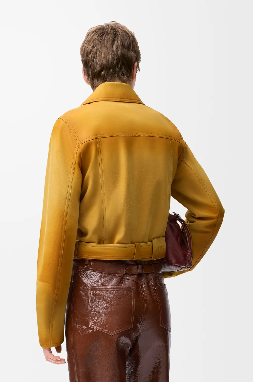 Cropped Jacket In Suede Lambskin