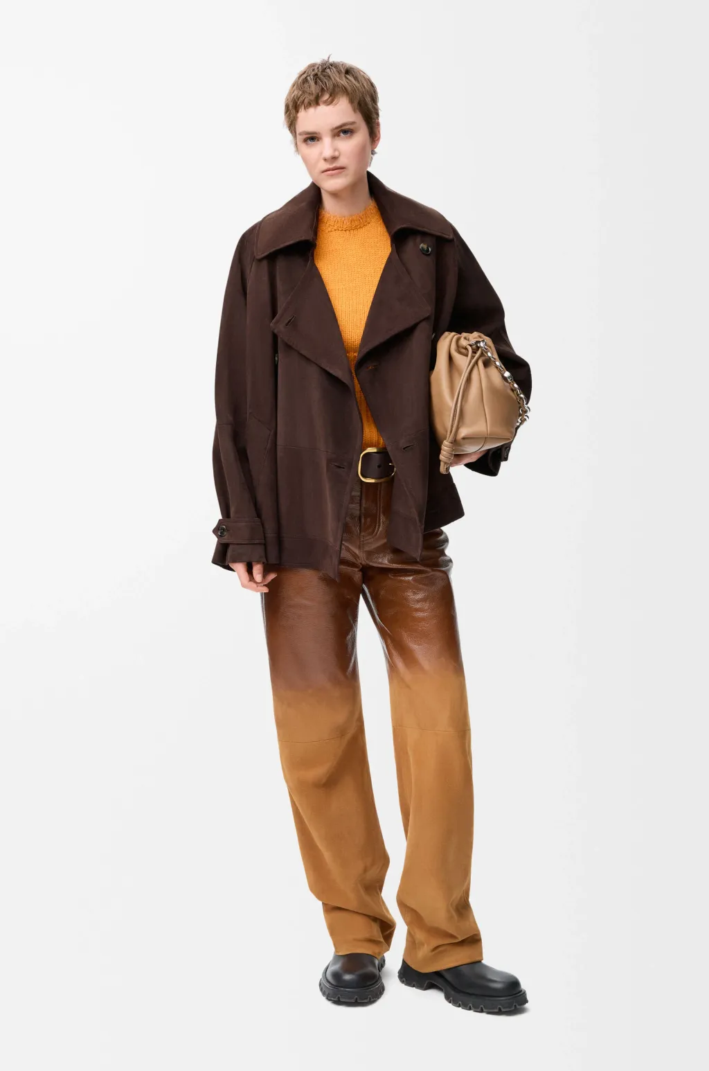 Bow Jacket In Suede Goatskin