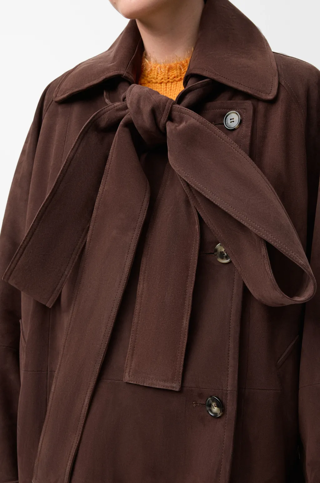 Bow Jacket In Suede Goatskin