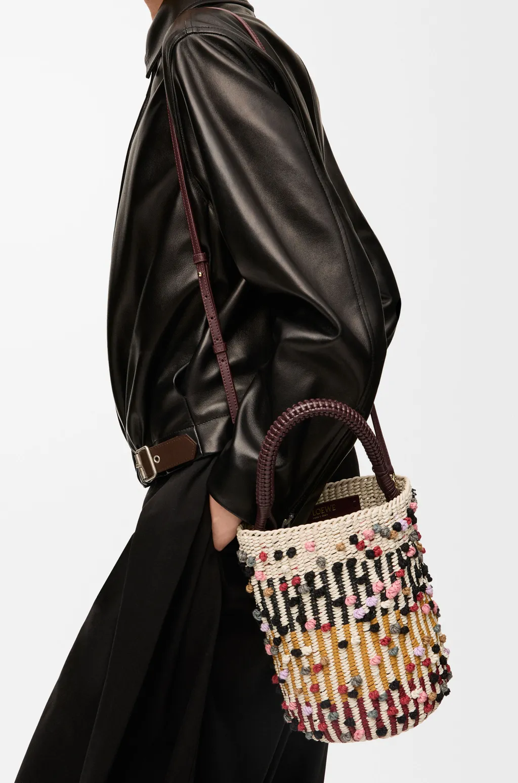 Bucket In Cord, Leather And Wool