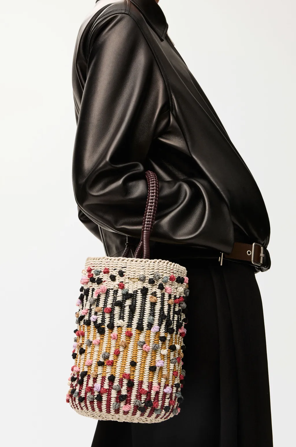 Bucket In Cord, Leather And Wool