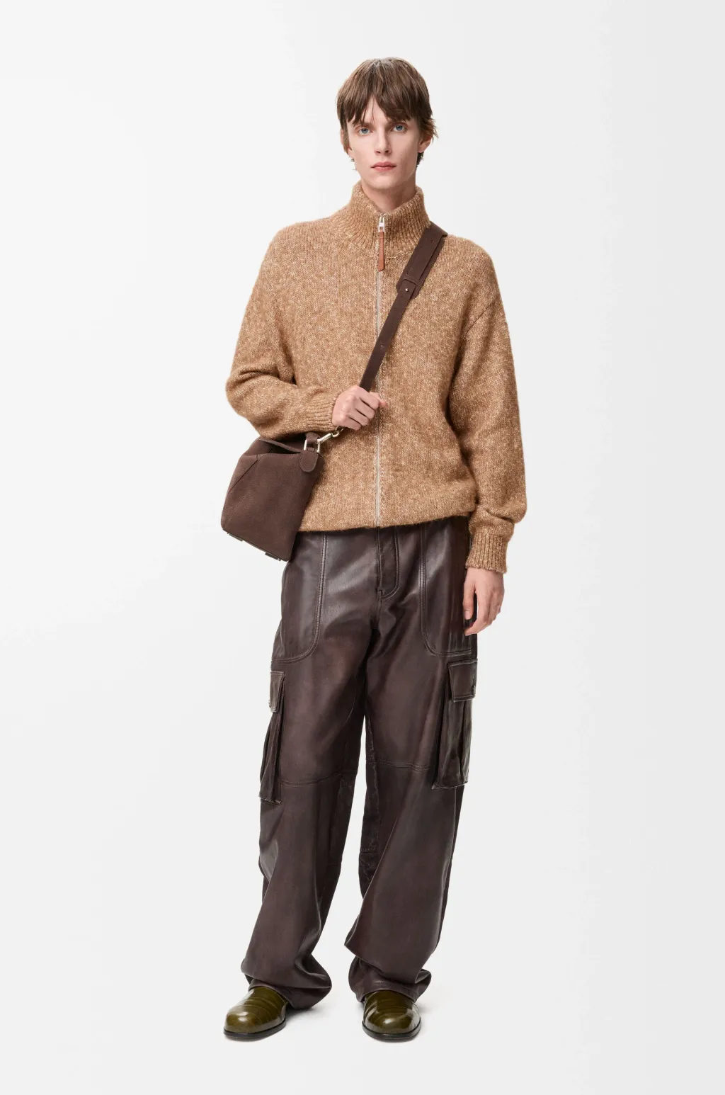 Zip-Up Cardigan In Cotton, Linen And Wool