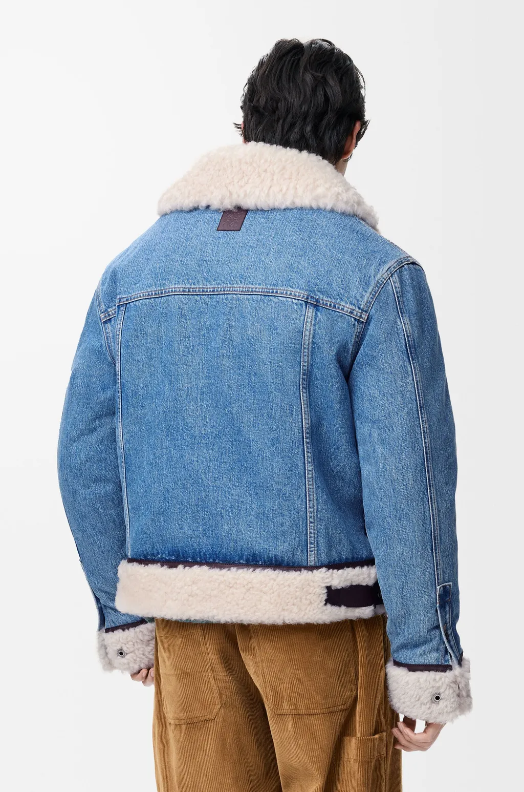 Trucker Jacket In Denim And Shearling