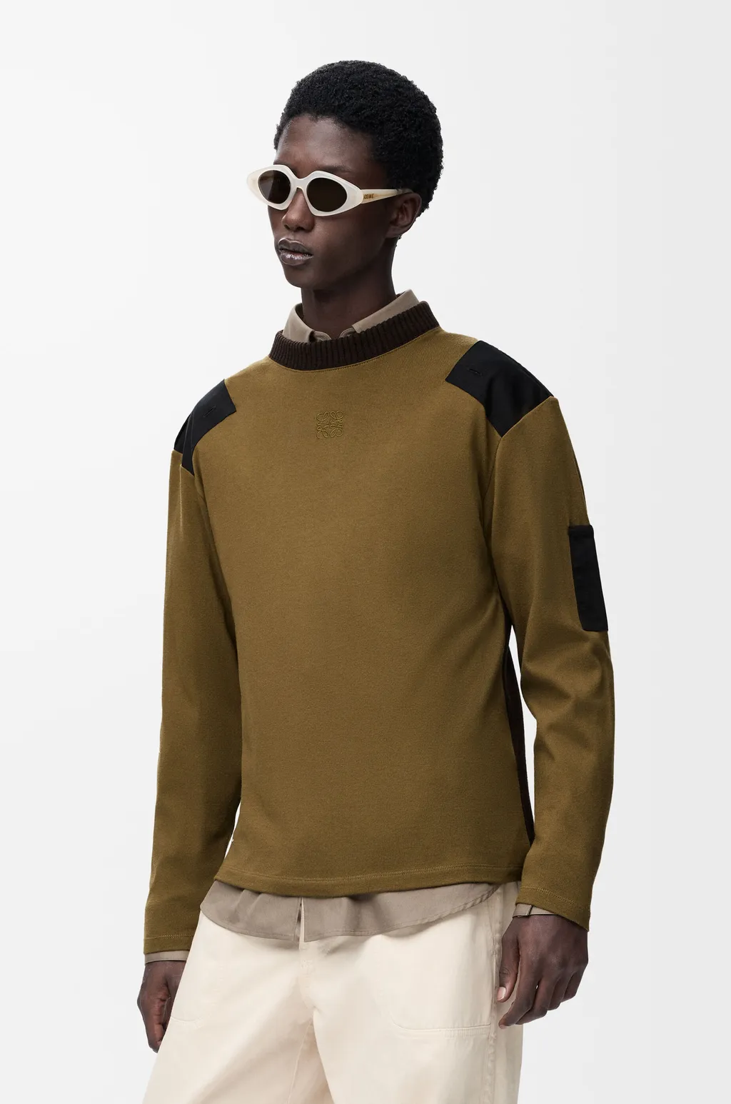 Long Sleeve Top In Cotton Blend