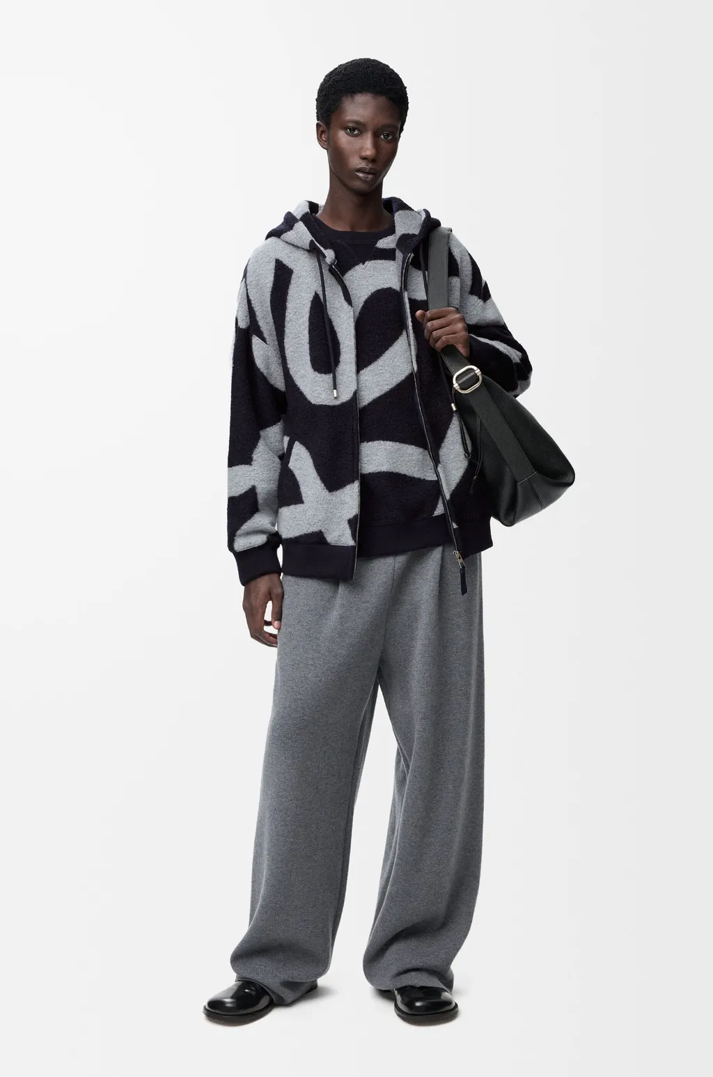 Zip-Up Hoodie In Wool And Cotton