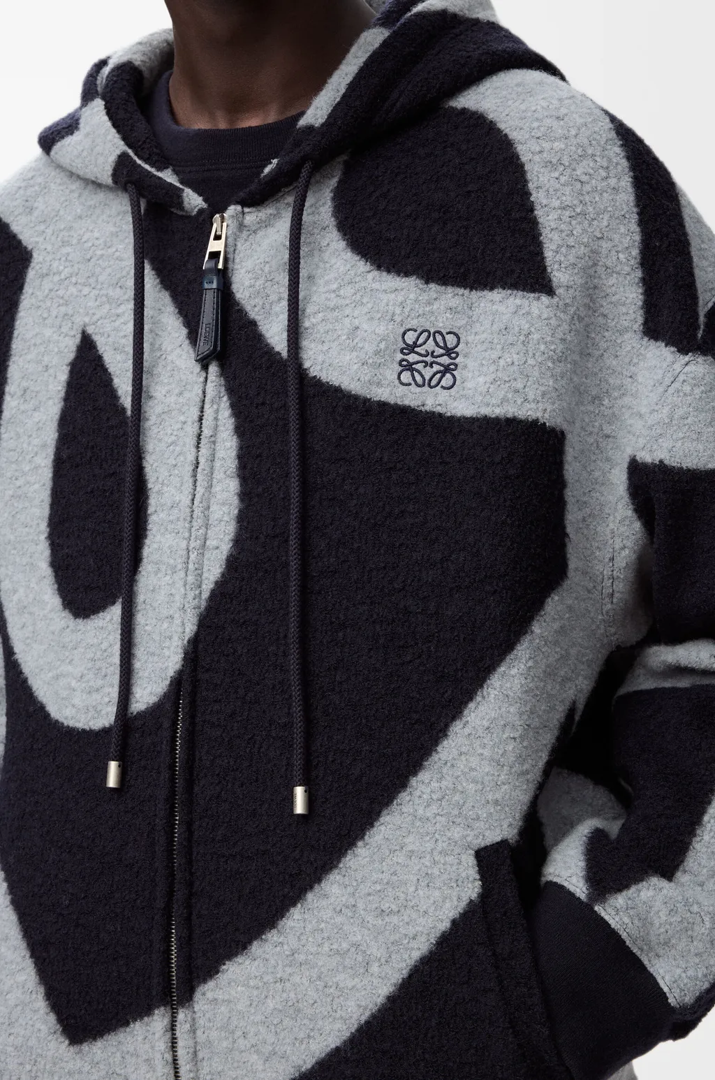 Zip-Up Hoodie In Wool And Cotton