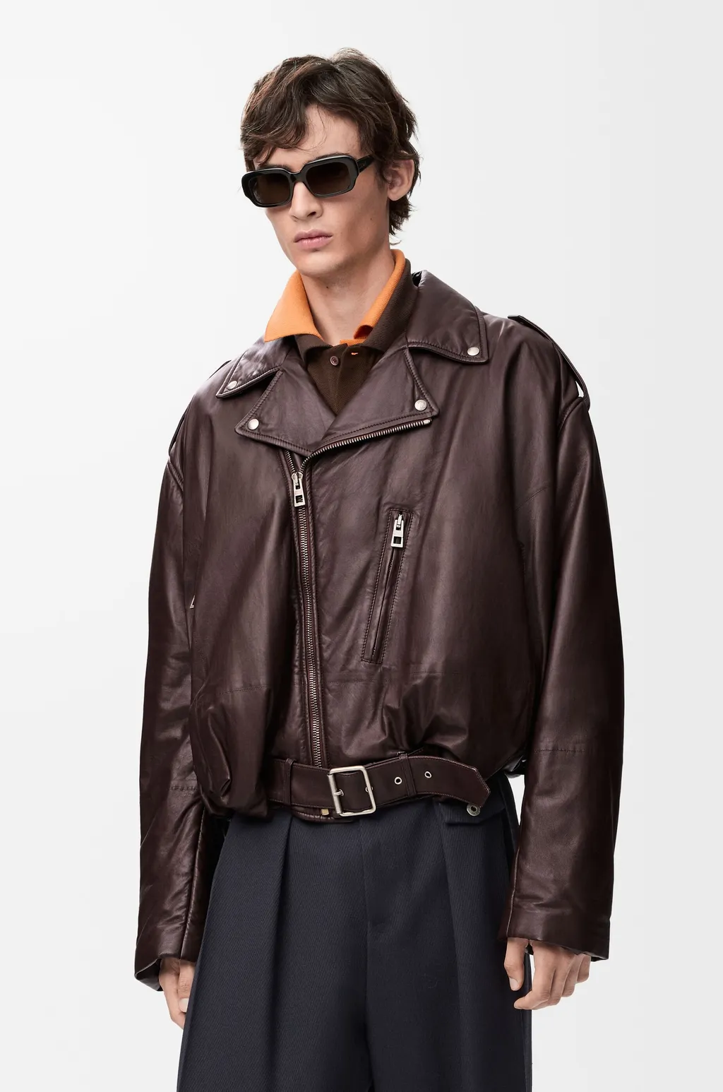 Balloon Biker Jacket In Nappa Lambskin