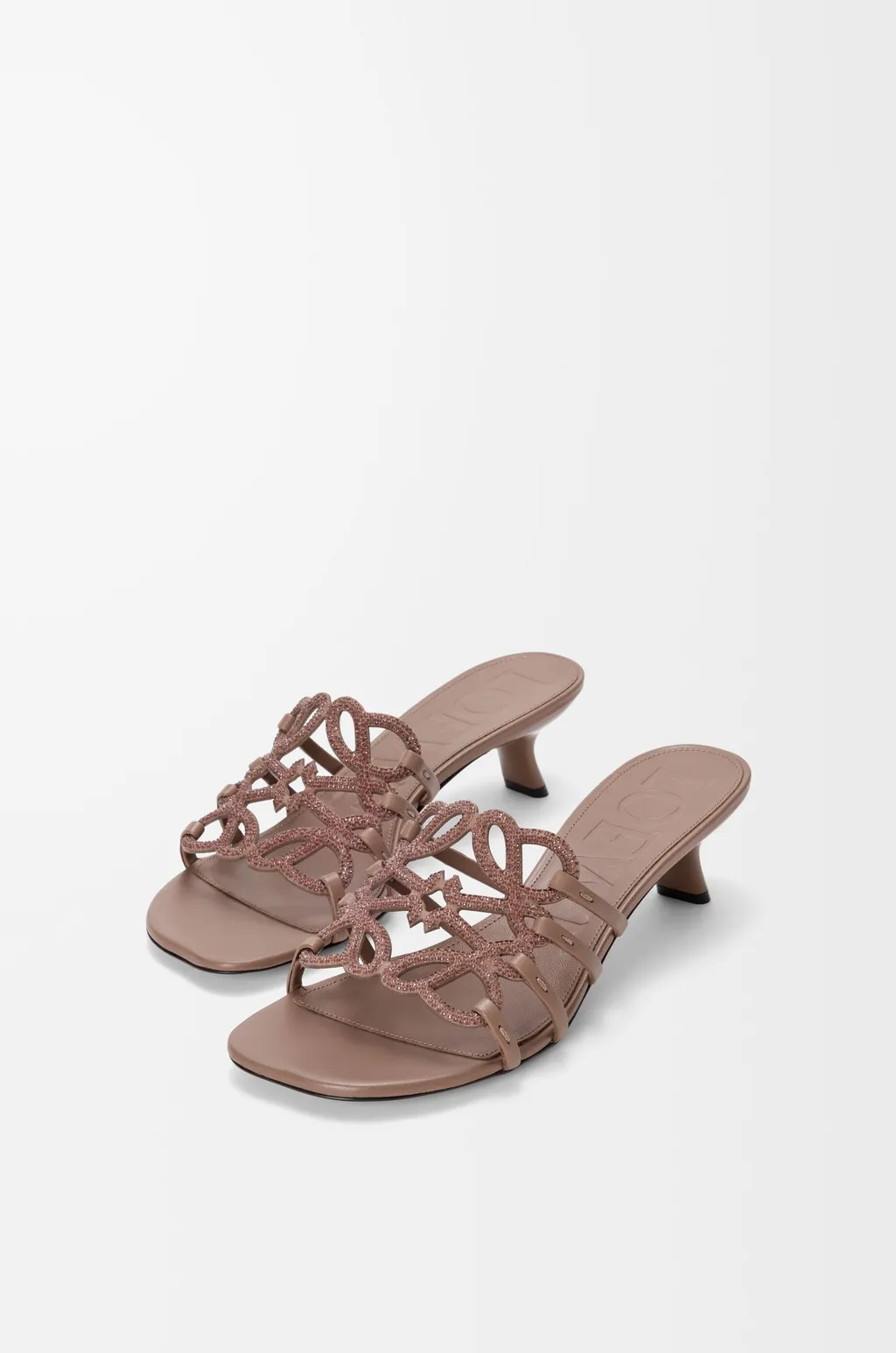 Petal Anagram Slide In Rhinestone-Embellished Suede
