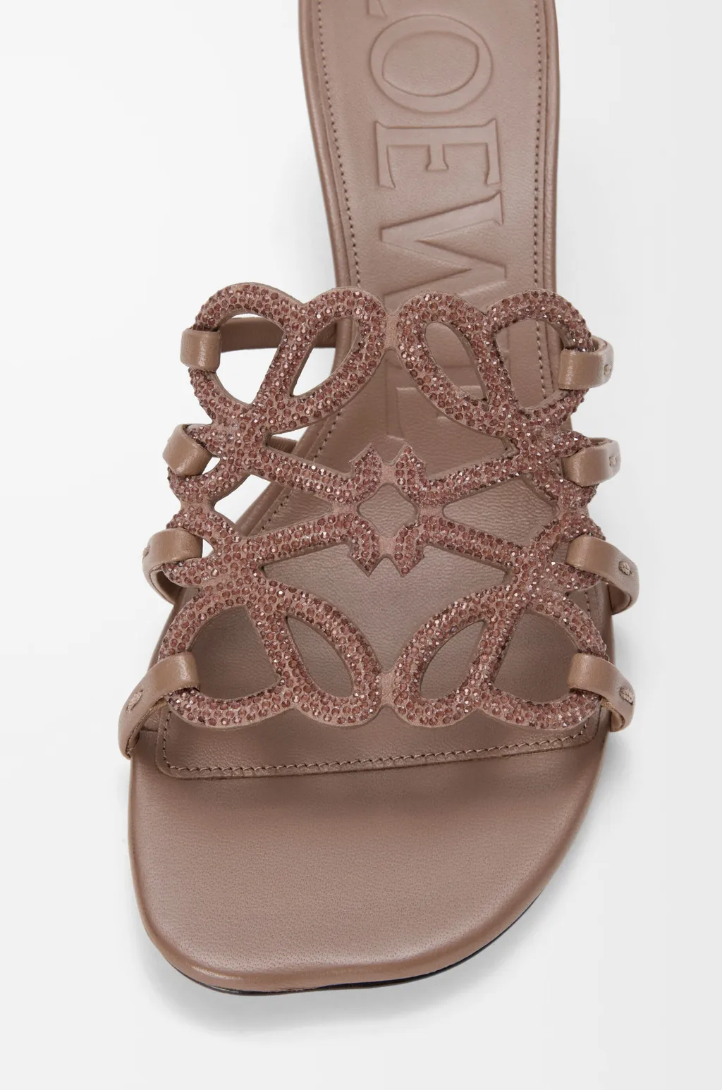 Petal Anagram Slide In Rhinestone-Embellished Suede