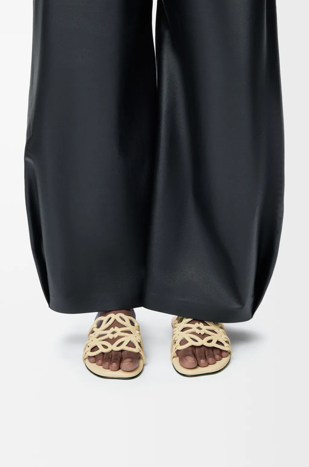 Petal Anagram Slide In Rhinestone-Embellished Suede