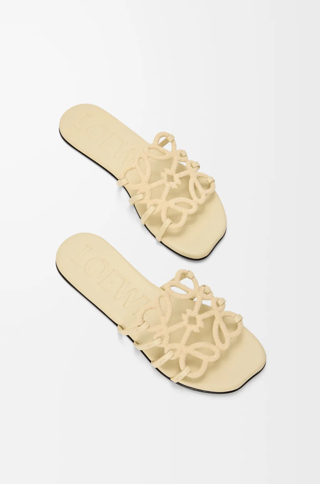 Petal Anagram Slide In Rhinestone-Embellished Suede