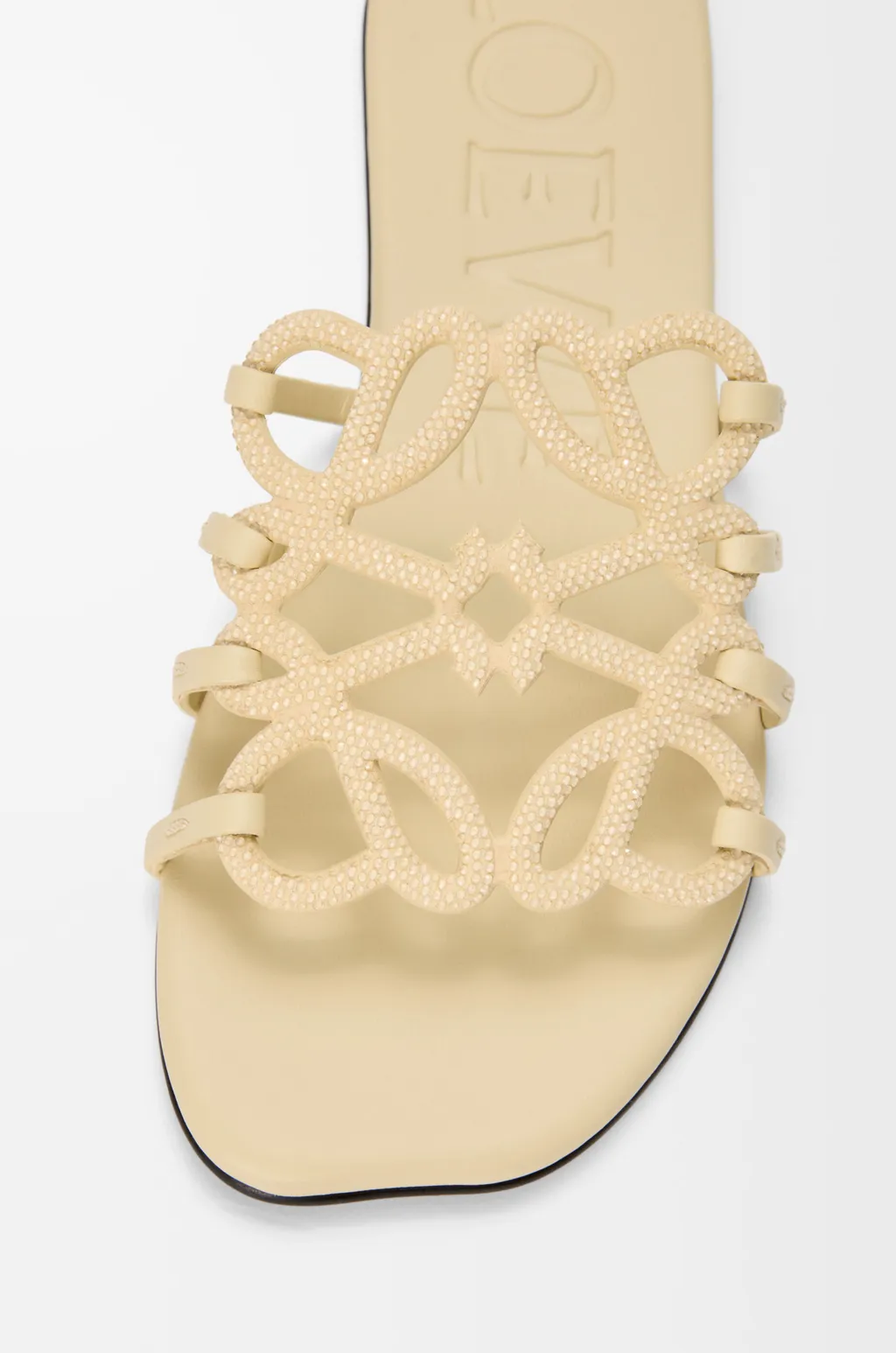 Petal Anagram Slide In Rhinestone-Embellished Suede