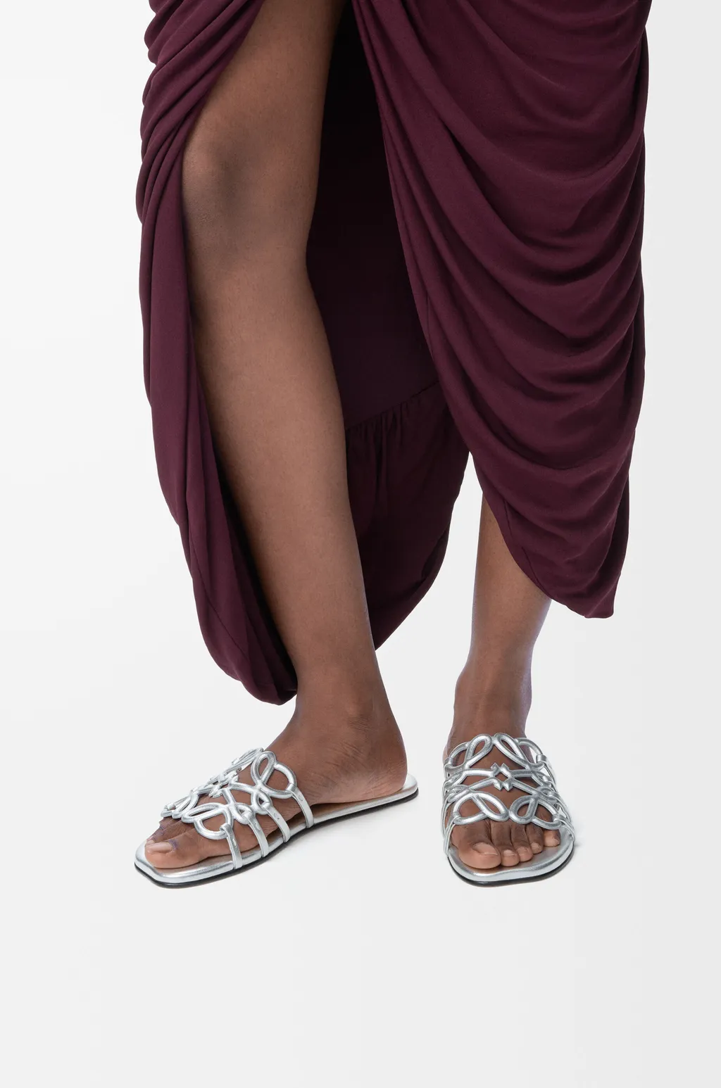 Petal Anagram Slide In Laminated Lambskin