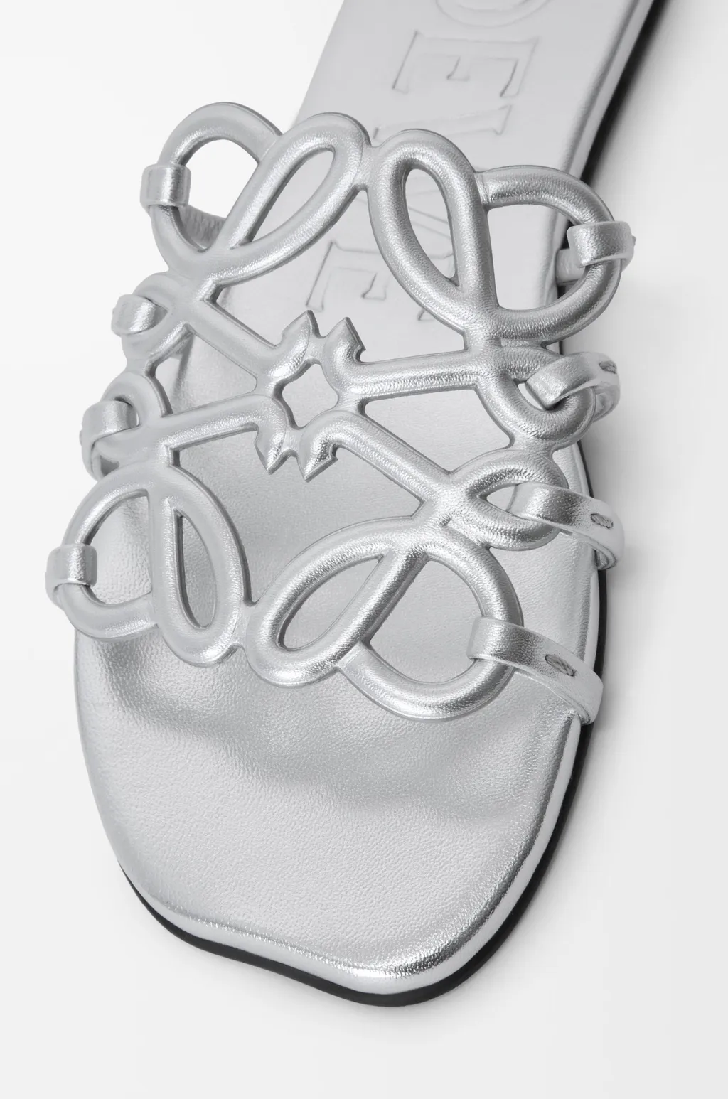 Petal Anagram Slide In Laminated Lambskin