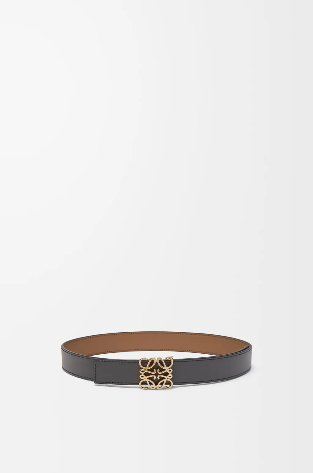 Reversible Anagram Bombé Belt In Smooth Calfskin