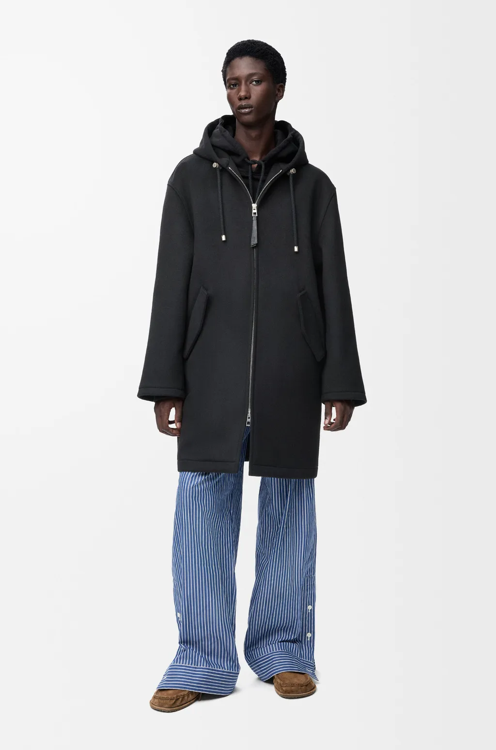 Hooded Coat In Wool
