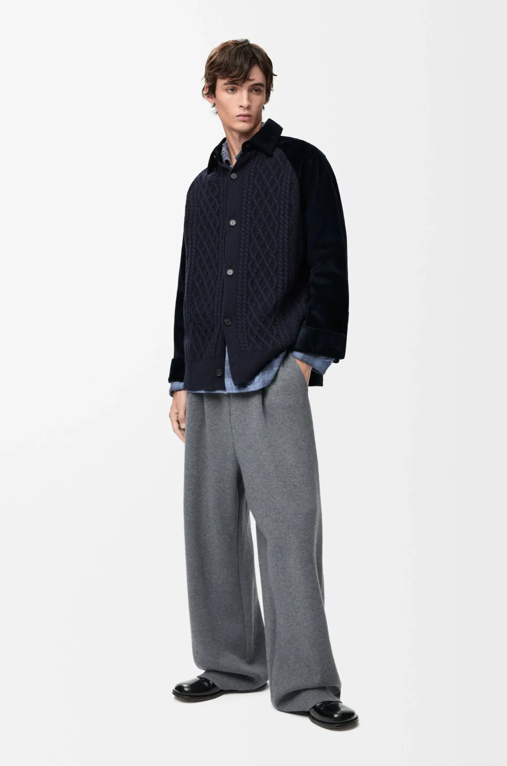 Hybrid Overshirt In Cotton And Wool